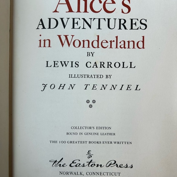 Leather Bound Alice's Adventures in Wonderland Book EXCELLENT CONDITION (1977) - Picture 10 of 12